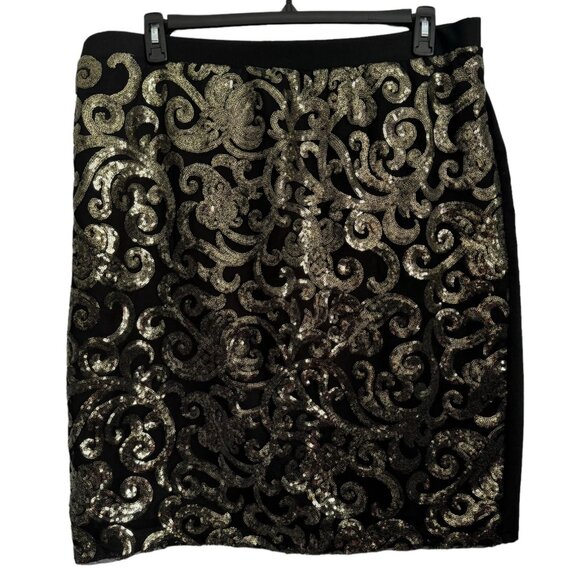 Cato Woman Size 18/20 W Black & Gold Sequined Skirt. - Picture 10 of 12